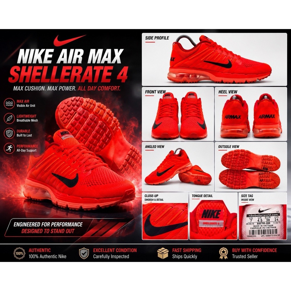 Nike Air Max Dynasty 2 Women's 7 Crimson Hyper Orange 806798‑666 Running Shoes